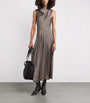 Vince Brown Satin Cowl-Neck Maxi Dress