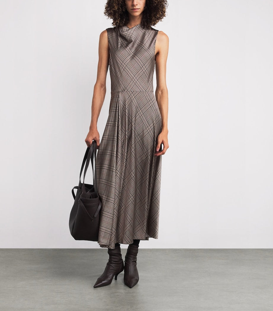 Vince Brown Satin Cowl-Neck Maxi Dress