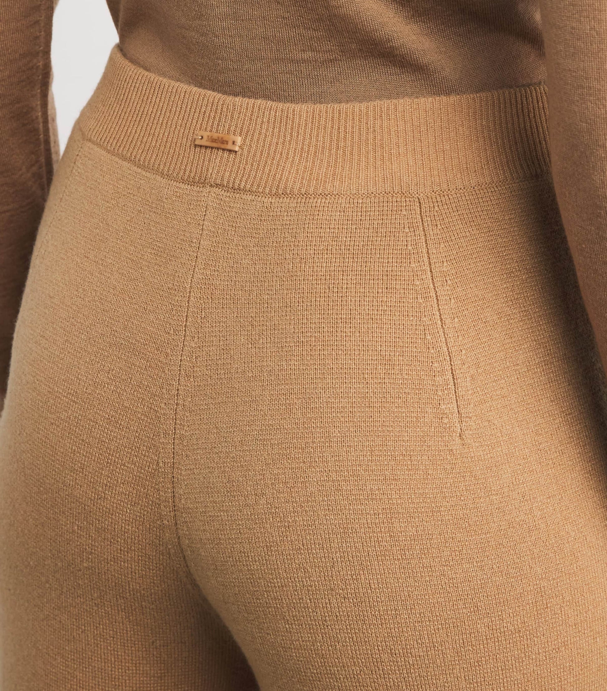 Beige Wool-Cashmere Wide-Leg Trousers