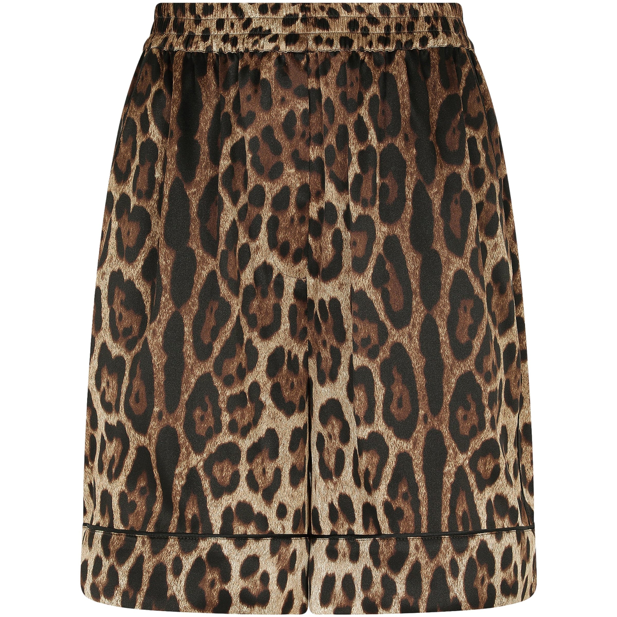 Multi Stretch-Silk Leopard Print Shorts
