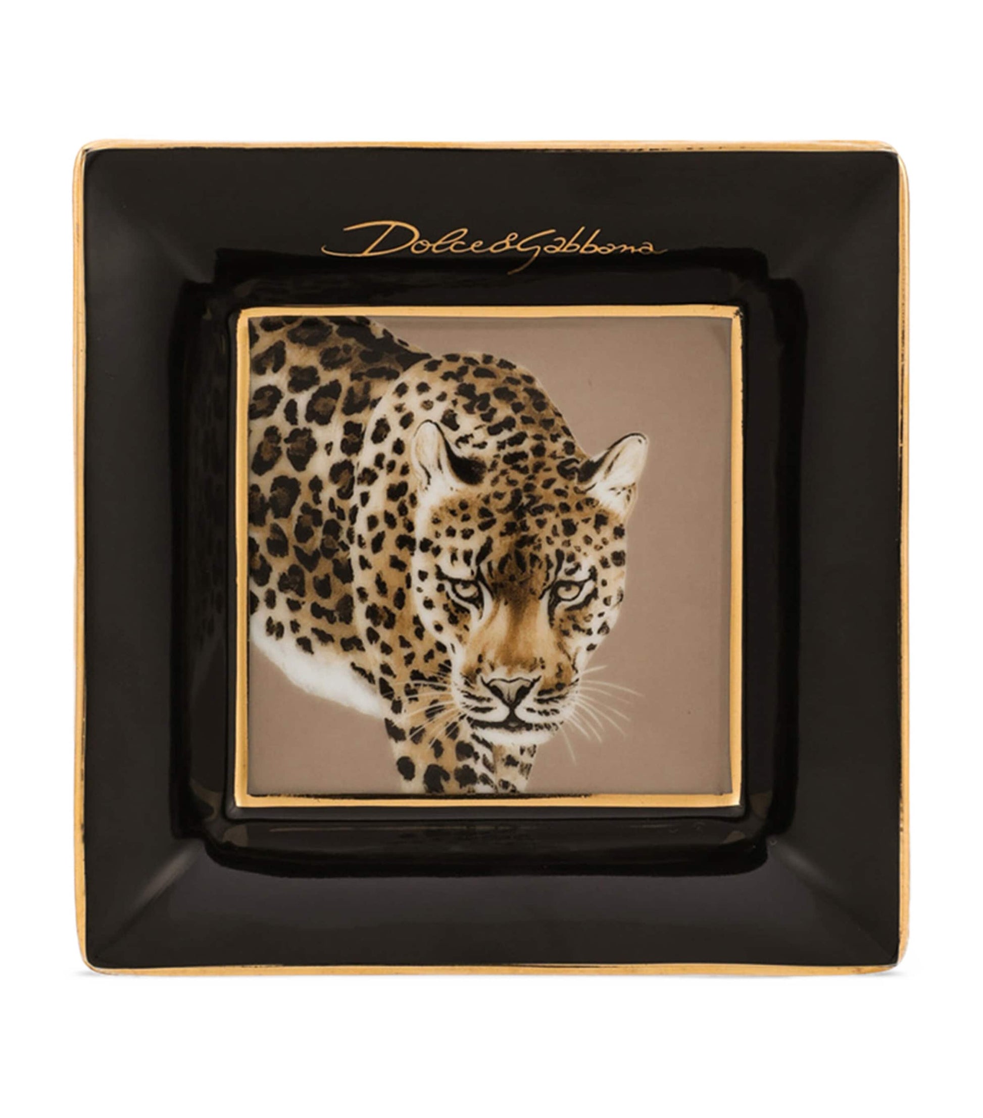 Set of 3 Porcelain Leopard Decorative Square Plates (10cm)