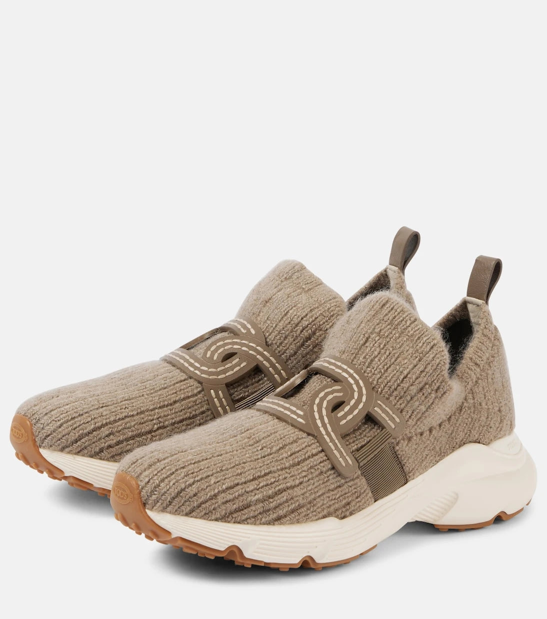 Tod's - Leather-trimmed knit sneakers