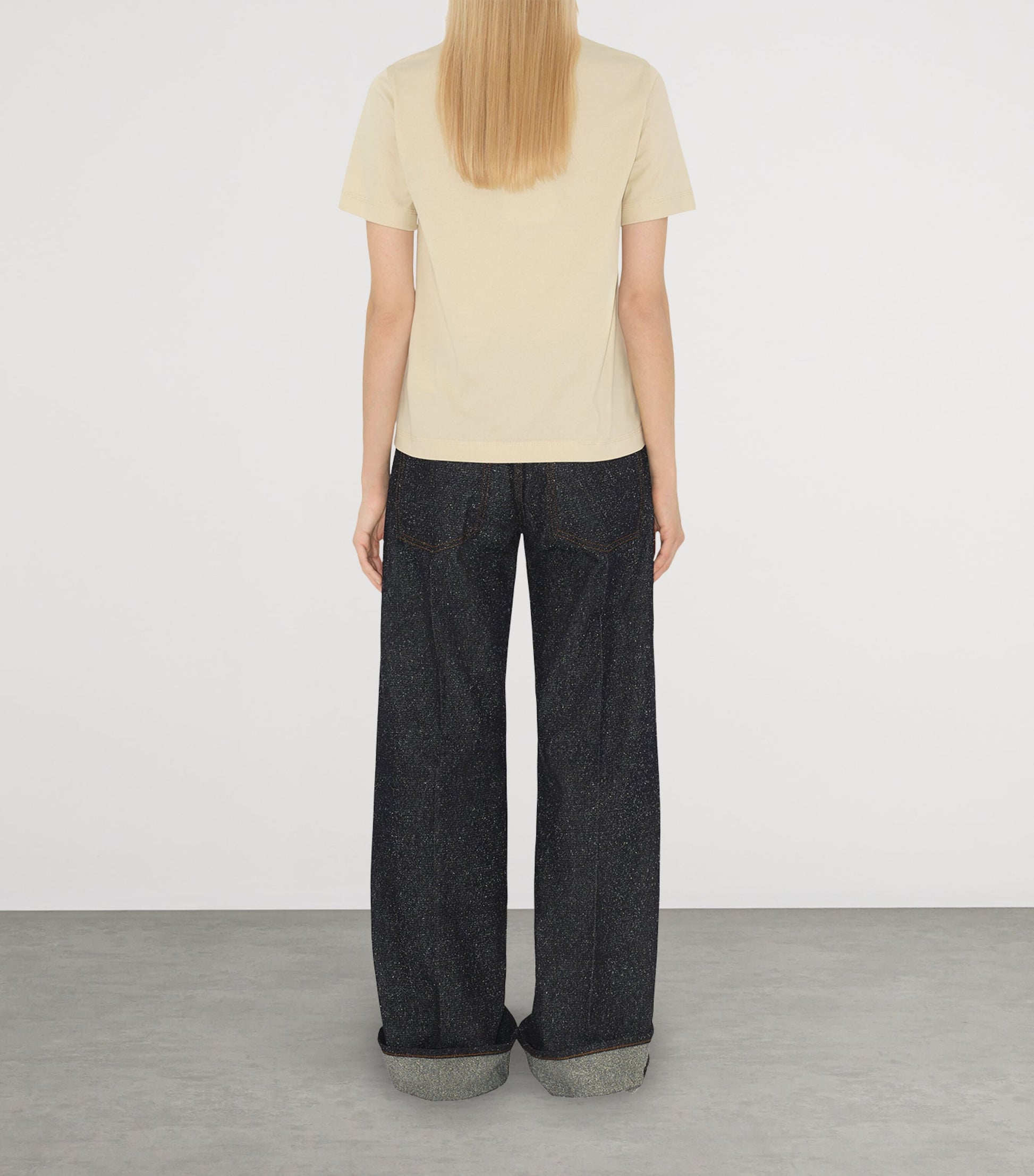 Beige Check-Patch T-Shirt