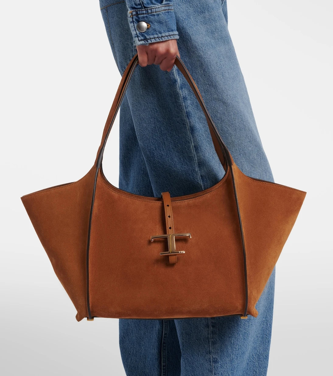 Tod's - T Timeless Small suede tote bag