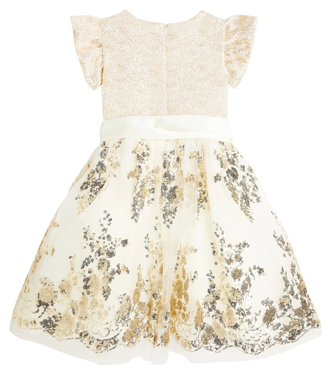 Monnalisa - Sequined embroidered tulle-trimmed dress