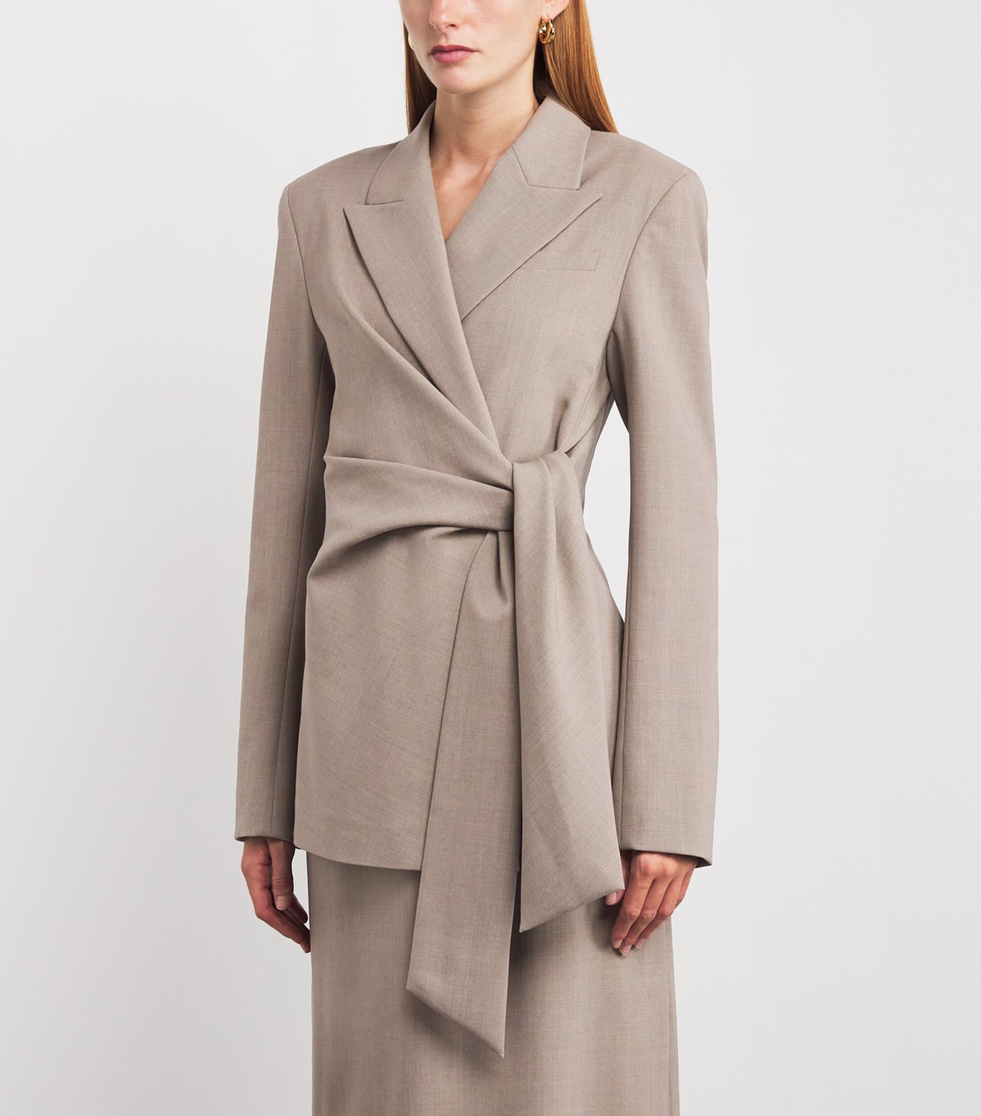 Wool-Blend Side-Tie Blazer