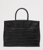 Burberry Small Croc-Embossed Lambskin Rocking Horse Tote Bag BLACK