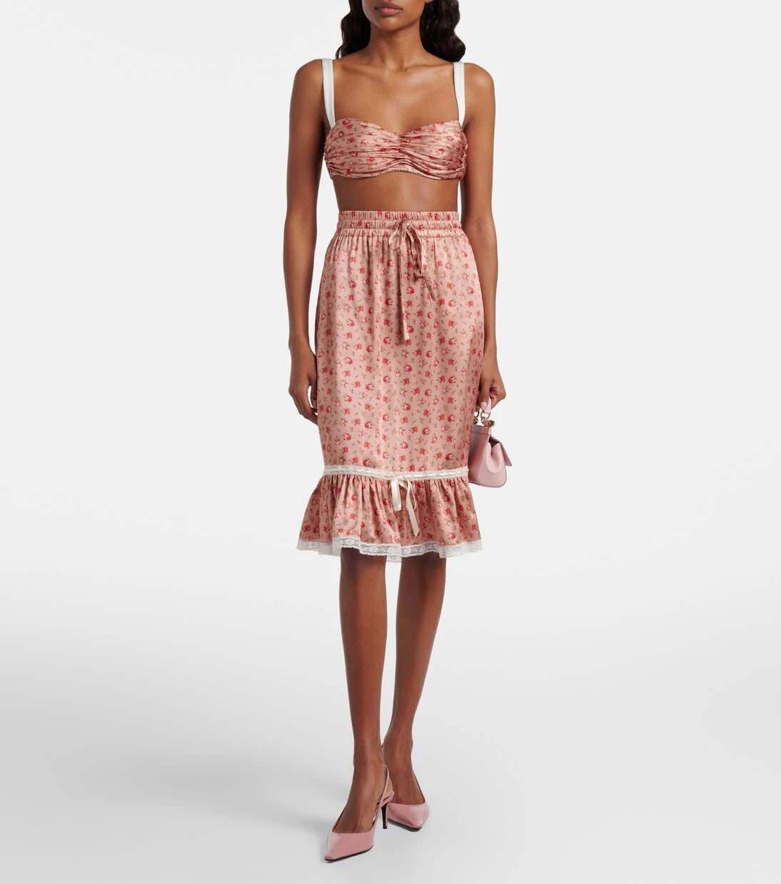Dolce&Gabbana - Floral draped silk satin bra