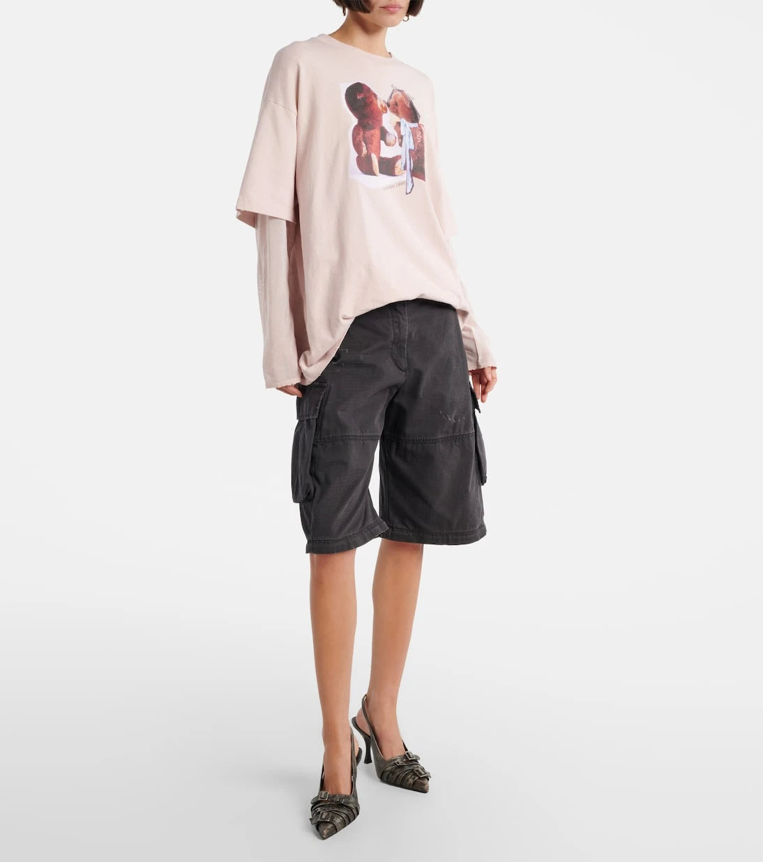 Acne Studios - بنطلون كارجو قطني بقصة ساق برميلية