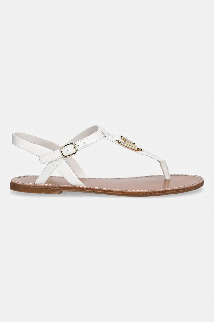 Tommy Hilfiger düz tabanlı kadın deri sandalet LEATHER THONG SANDAL