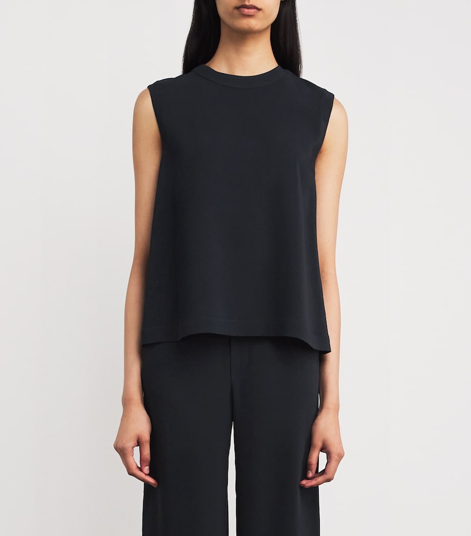 NOMADISSEM Navy Sleeveless Tailored Blouse