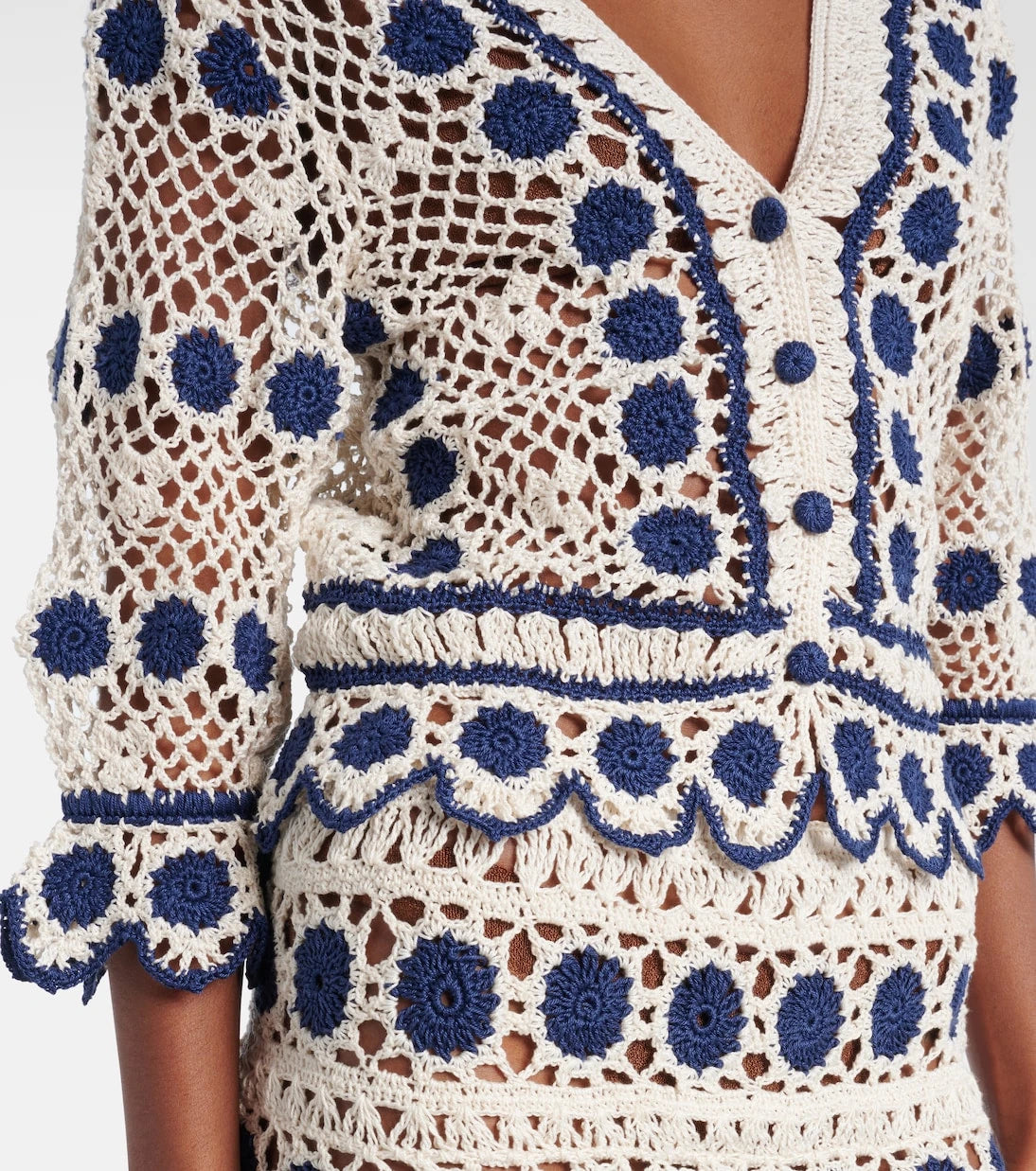 Anna Kosturova - Bouquette crochet cotton cardigan