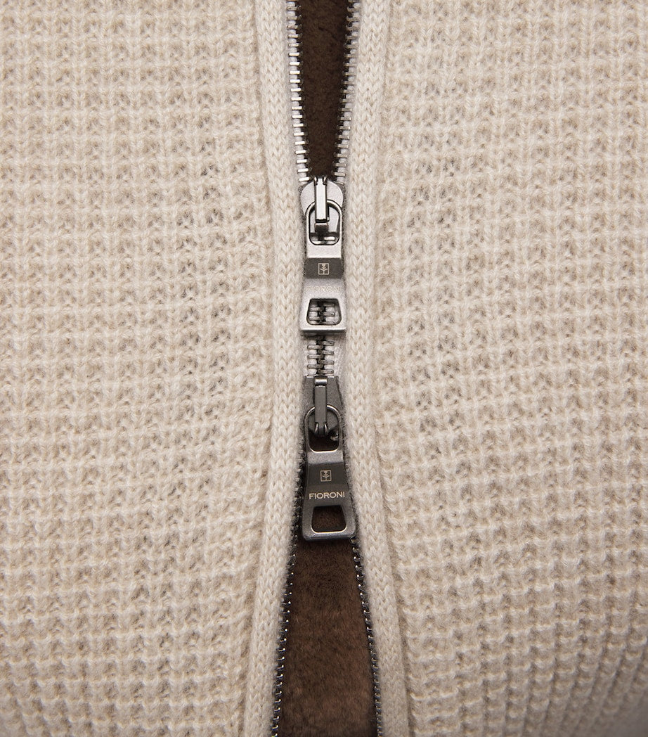 Fioroni Cashmere Beige Cashmere-Mink Bomber Jacket