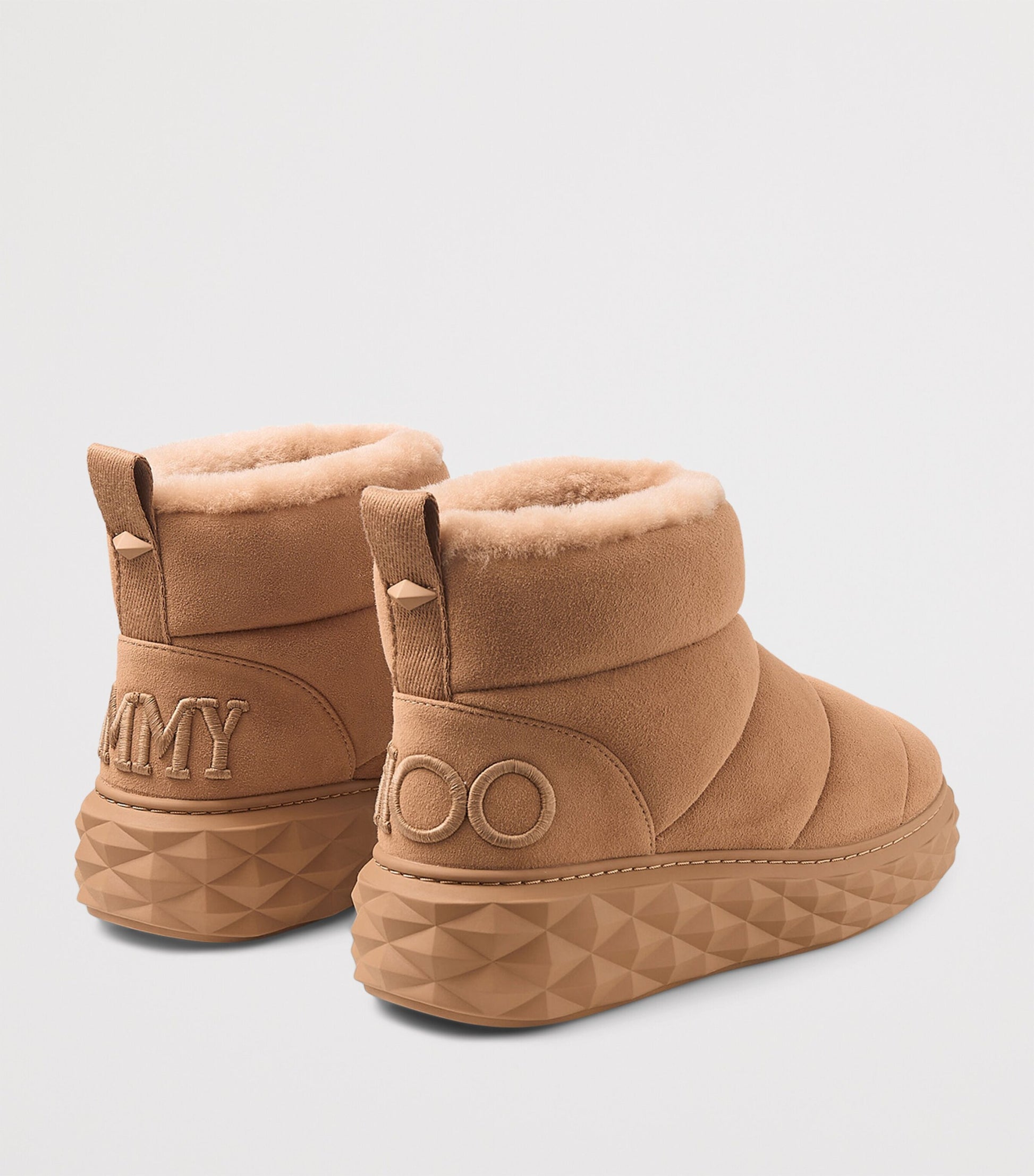 Jimmy Choo Beige Xan Suede-Shearling Snow Boots