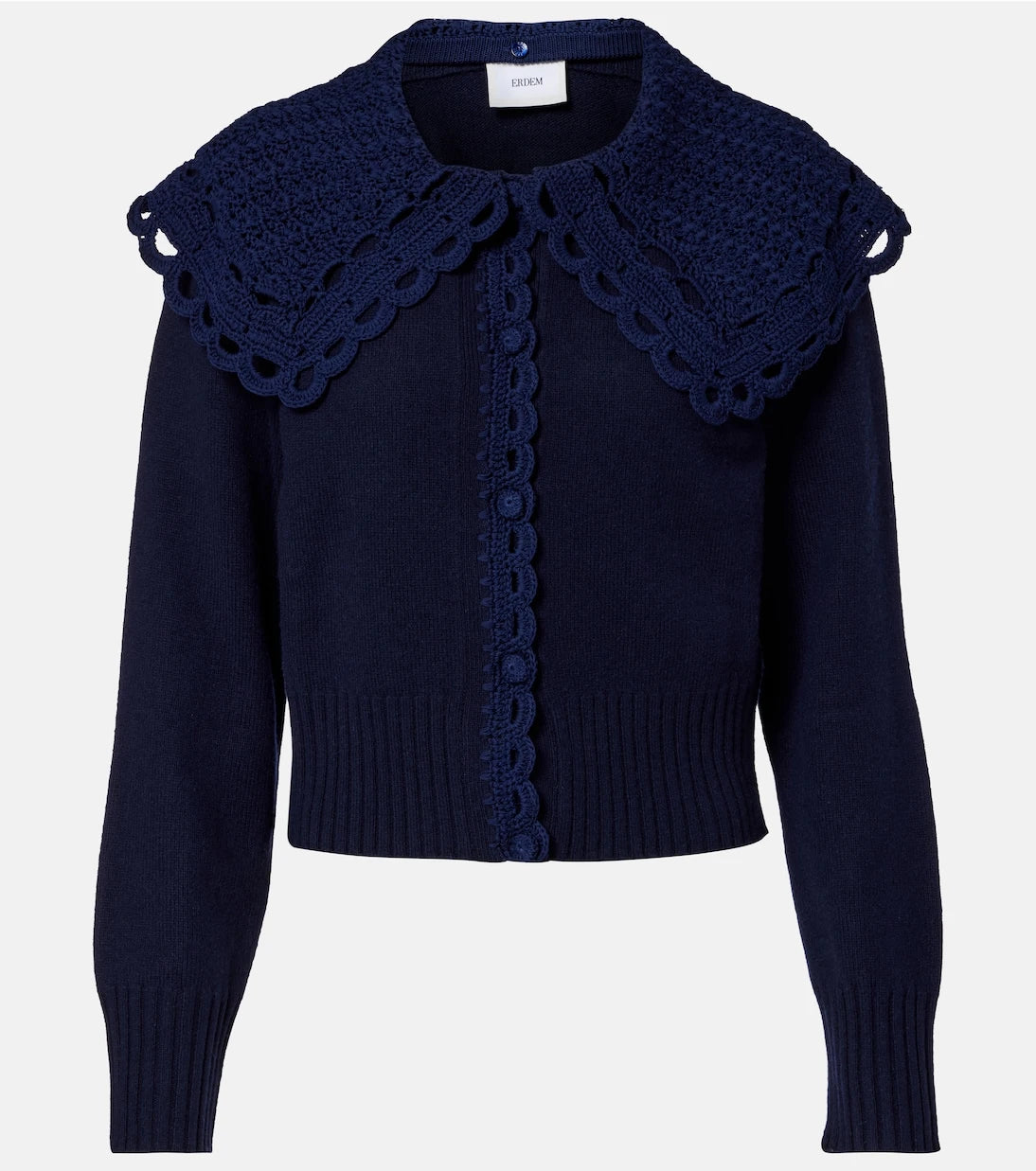 Erdem - Crochet-trimmed wool-blend cardigan