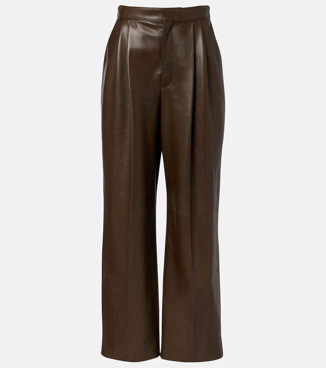 Bottega Veneta - Pleated leather straight pants