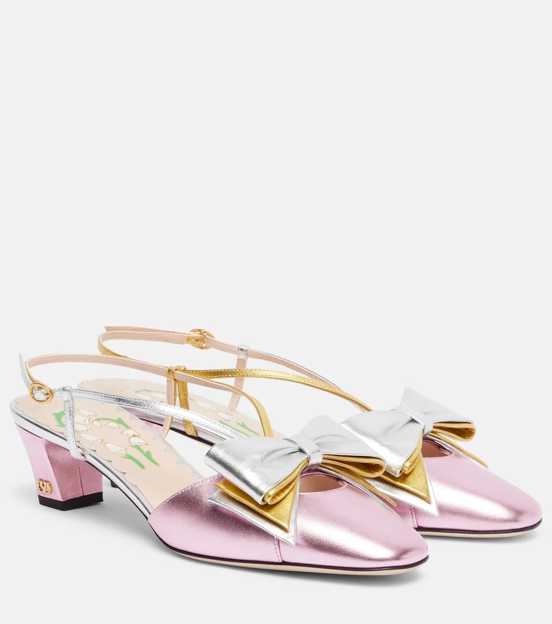 Valentino Garavani - Bowow 45 metallic leather pumps