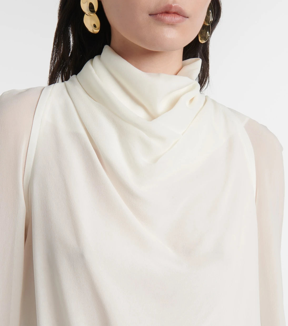 Altuzarra - Cara drape detaylı ipek balıkçı yaka bluz