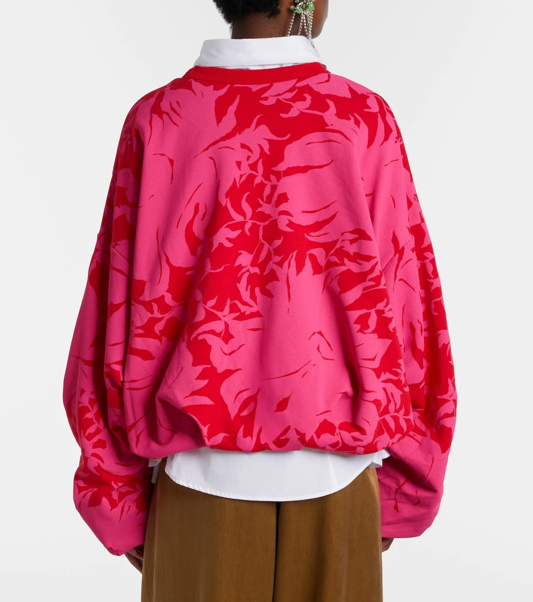 Dries Van Noten - Draped floral cotton jersey sweatshirt