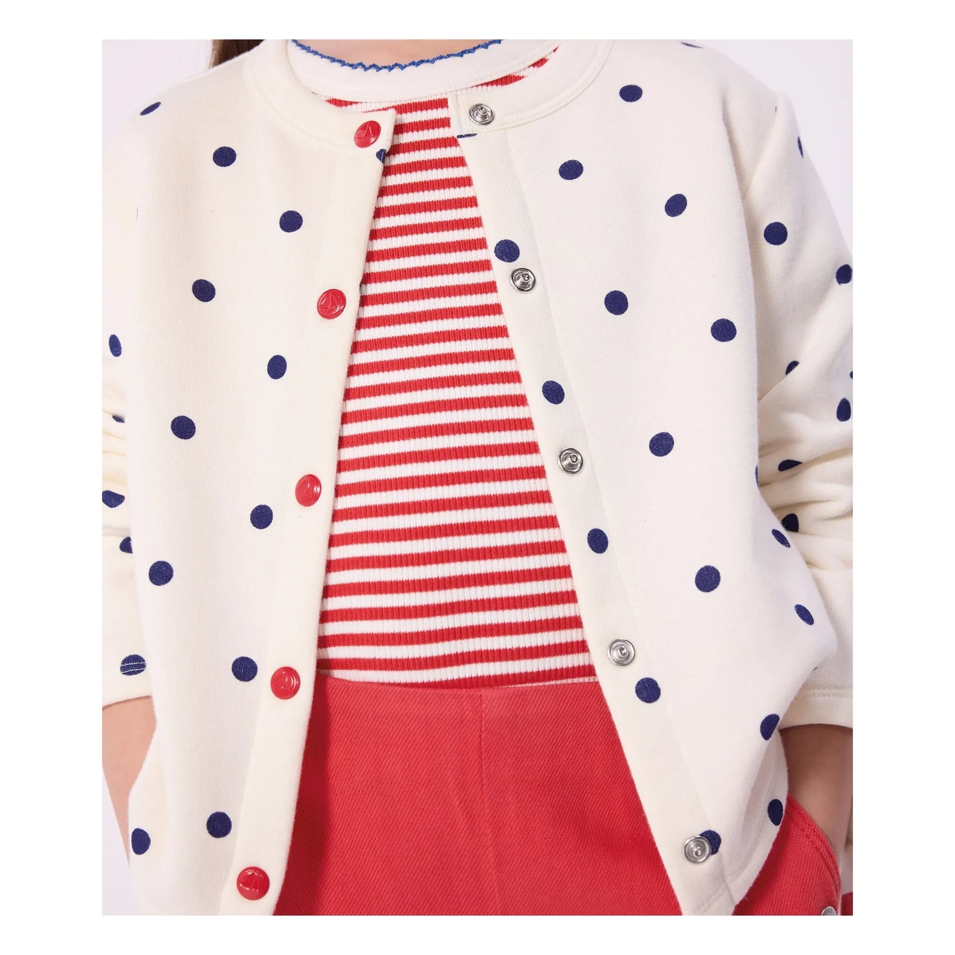 Petit Bateau - Molton Polka Dot Cardigan | Ecru
