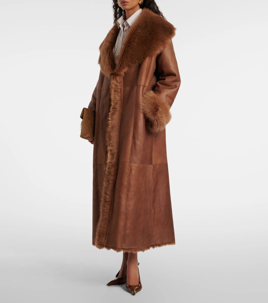 Nour Hammour - Marlene leather and shearling coat