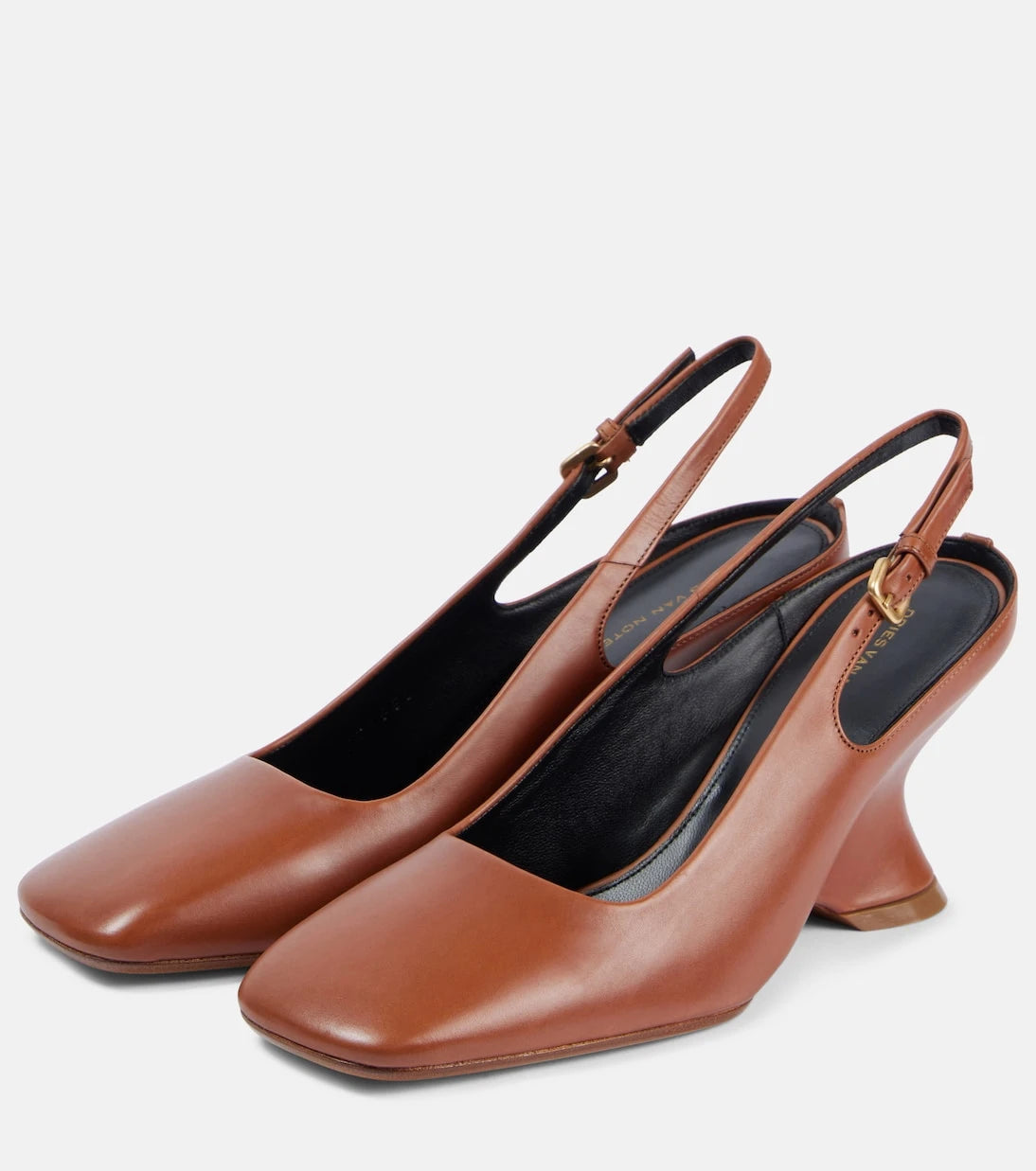 Dries Van Noten - Leather slingback pumps