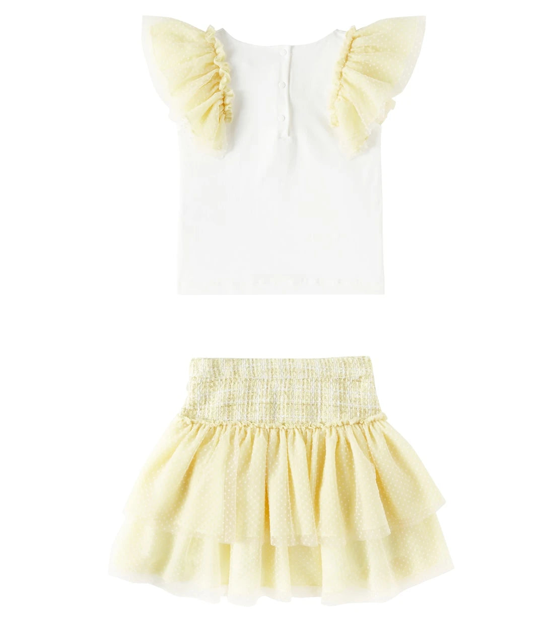 Patachou - Ruffled cotton-blend top and skirt set