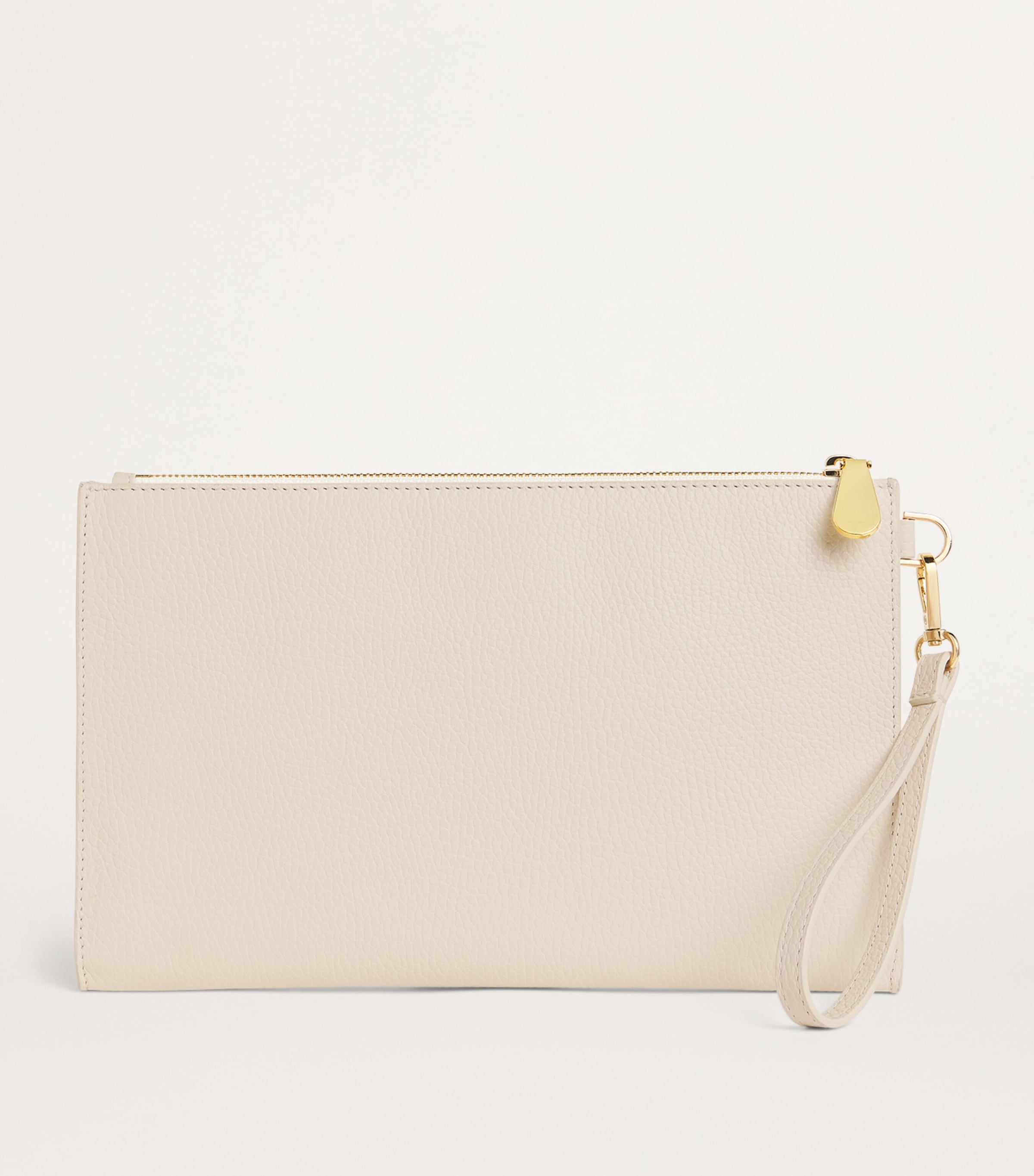 Ivory Medium Pebbled Leather Pouch