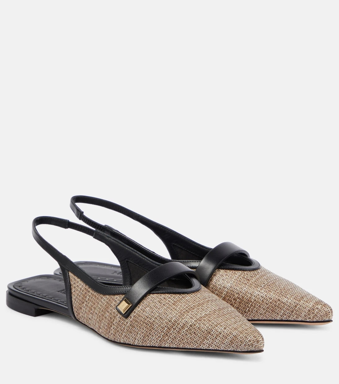 Max Mara - Leather-trimmed slingback flats