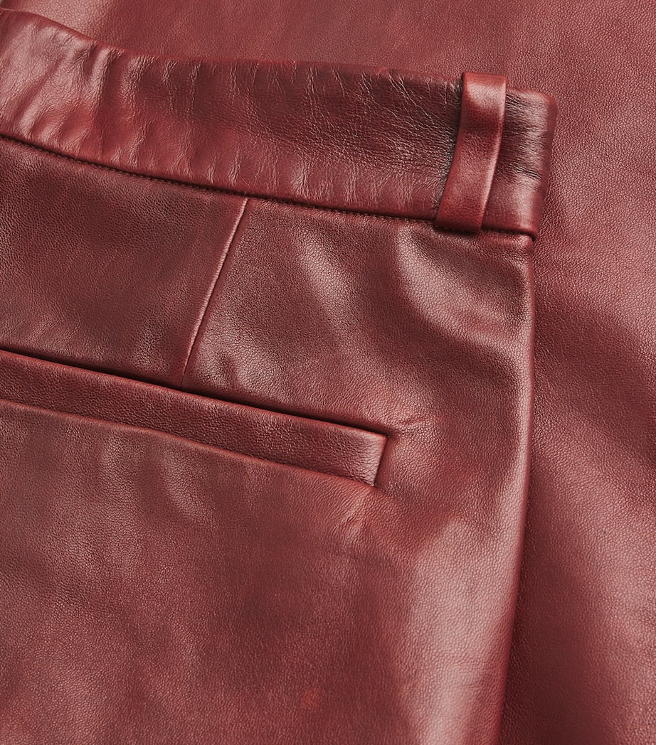 The Wide Leather Trousers SYRAH RED