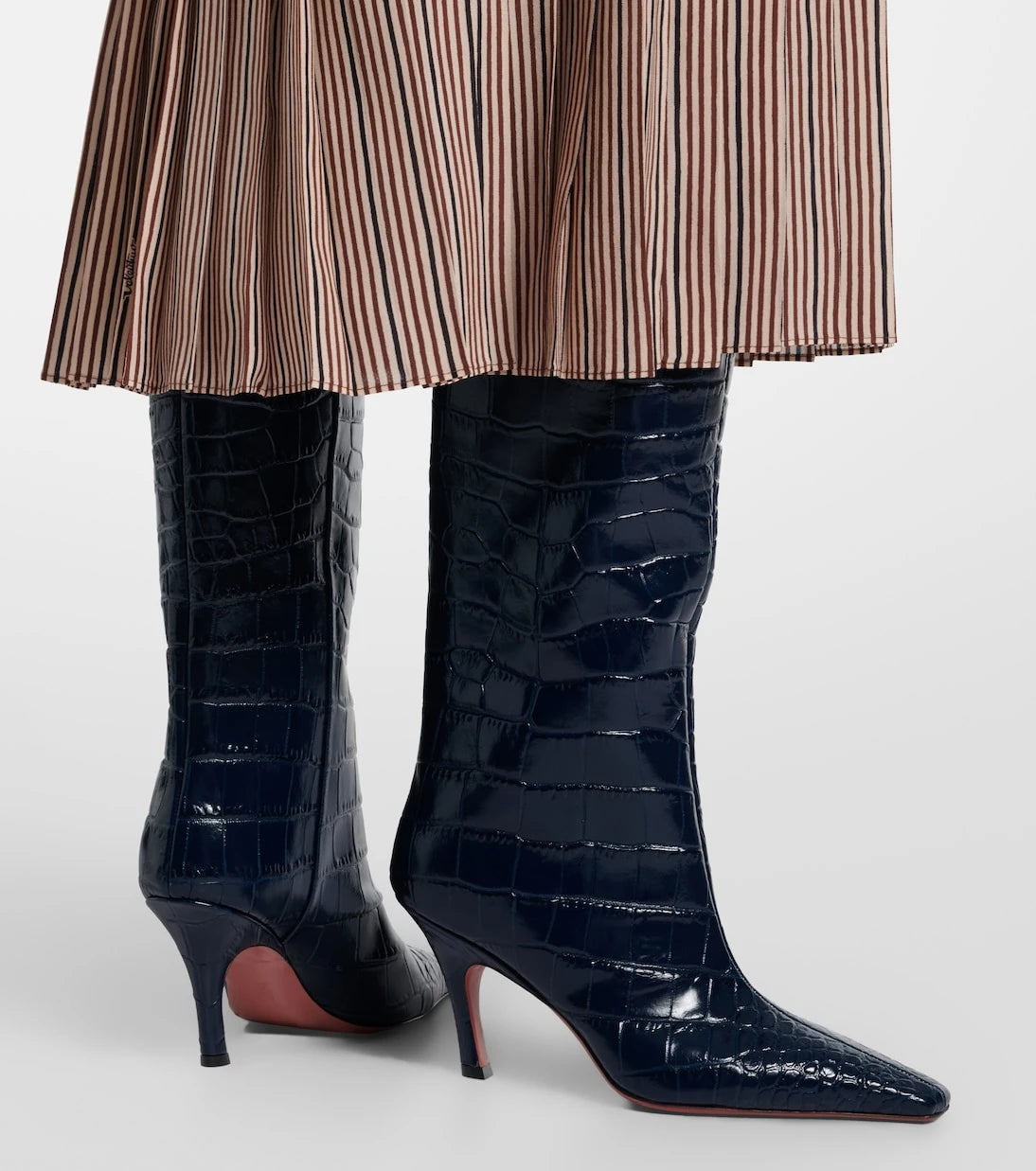 Amina Muaddi - Mona croc-effect leather knee-high boots