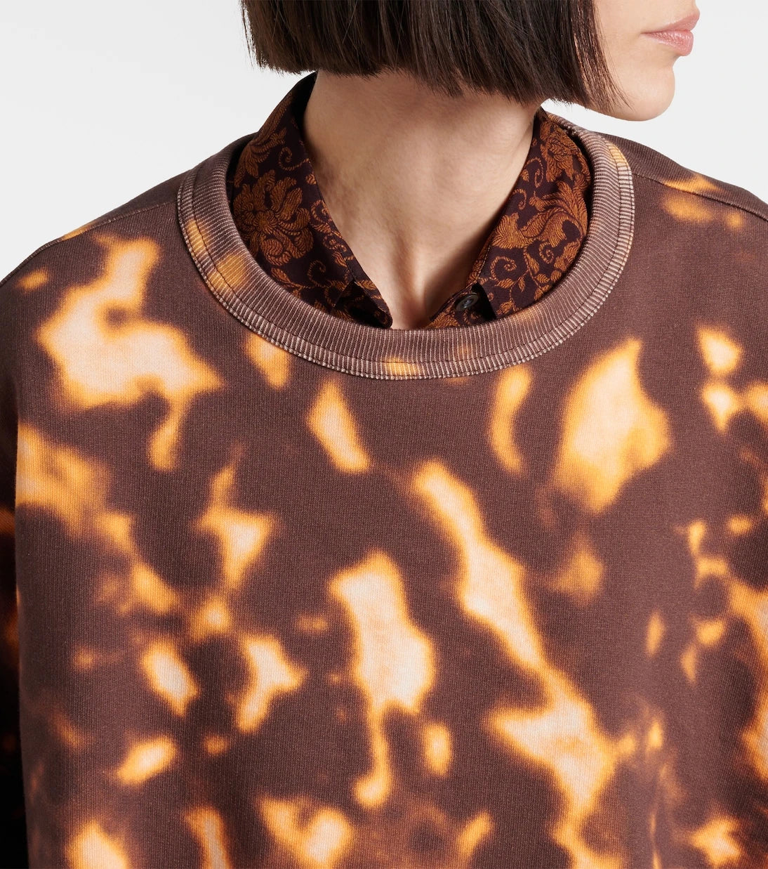 Dries Van Noten - Printed gathered cotton sweatshirt