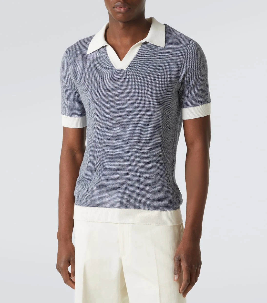 Thom Sweeney - Cotton and linen polo shirt