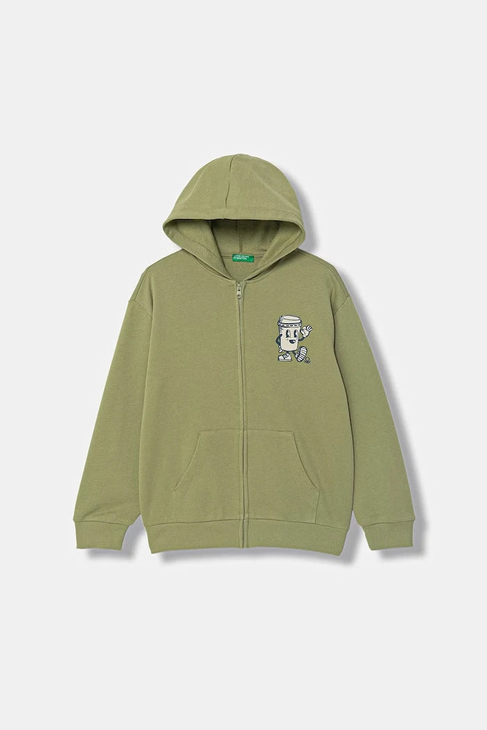 United Colors of Benetton Pamuklu Çocuk Fermuarlı Sweatshirt