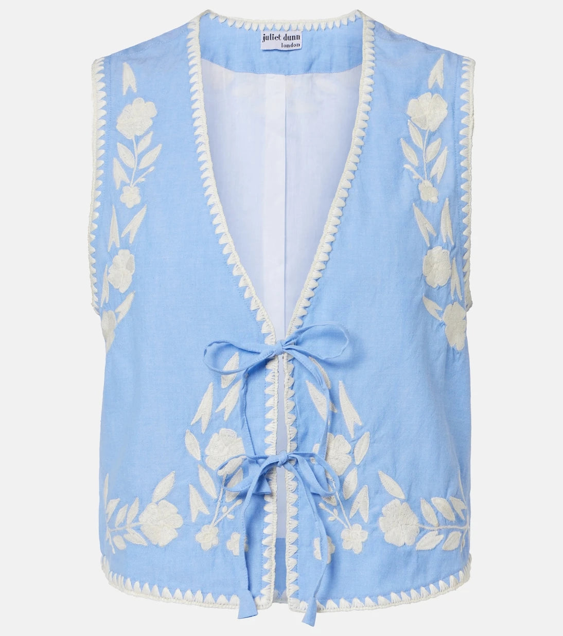 Juliet Dunn - Embroidered cotton chambray vest