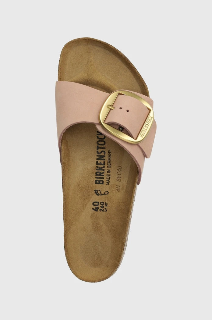 Birkenstock düz tabanlı kadın nubuk Madrid Big Buckle terlik