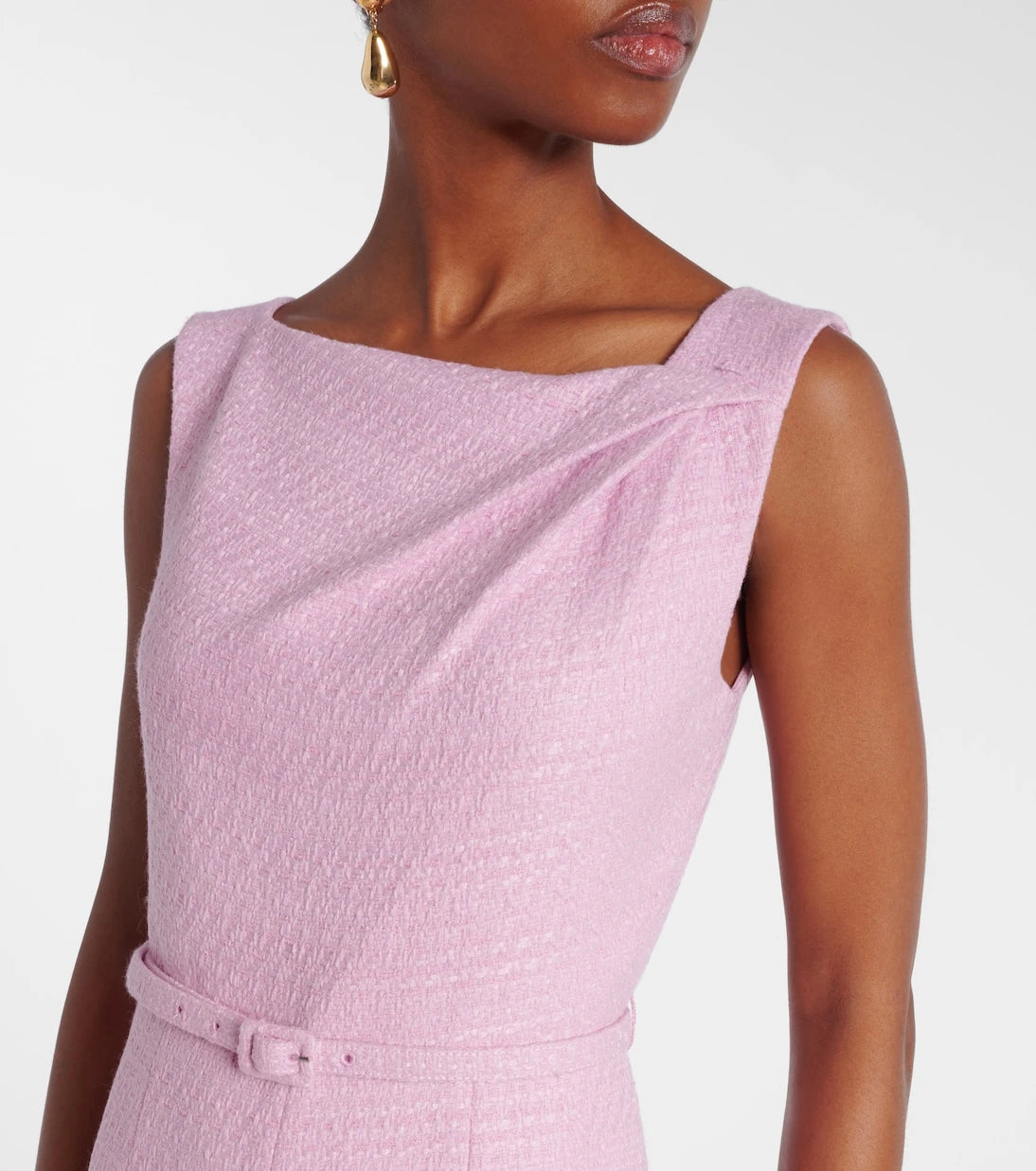 Roland Mouret - Asymmetric belted bouclé midi dress