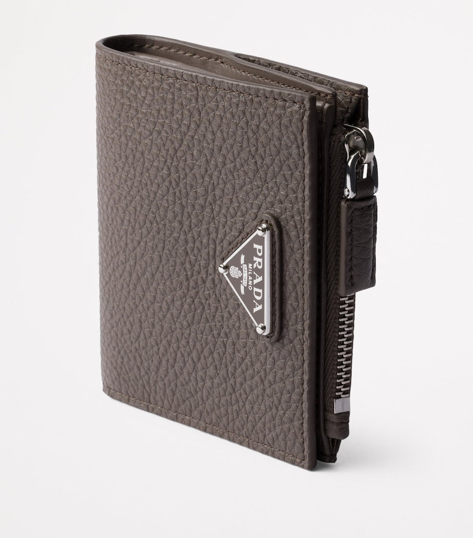 Grained Leather Triangle Wallet
