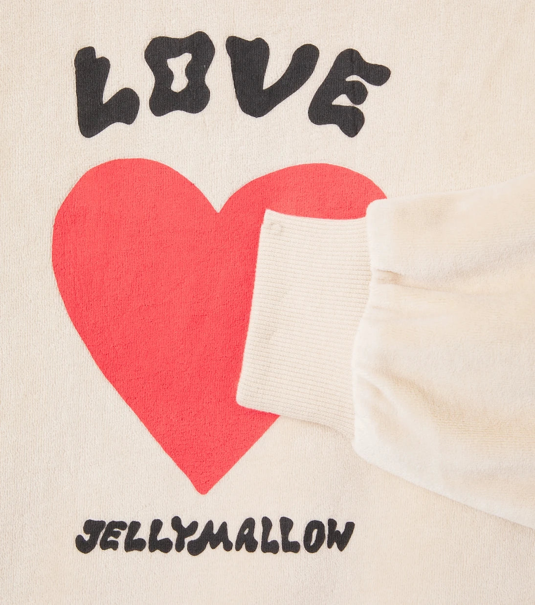 Jellymallow - سويت شيرت مخملي بقلوب من مزيج القطن