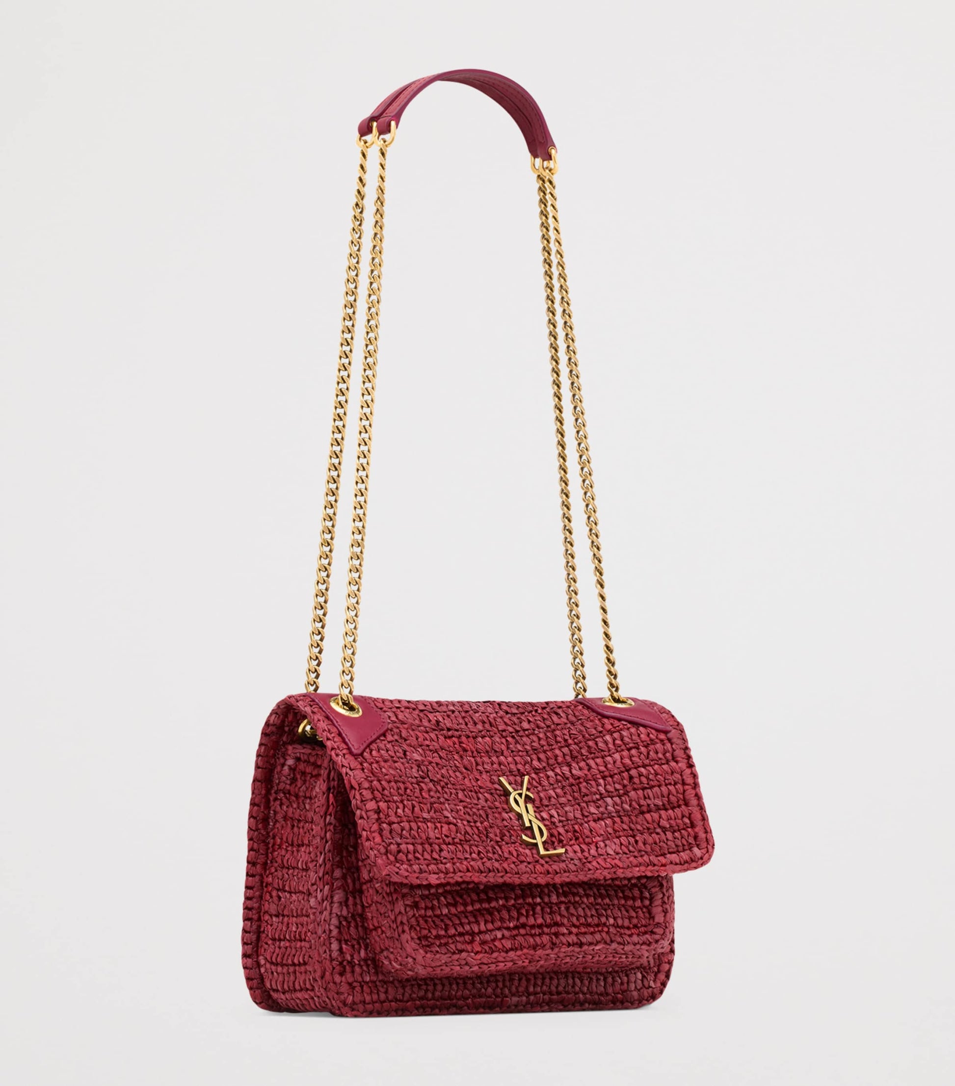 Saint Laurent Pink Mini Raffia Niki Shoulder Bag