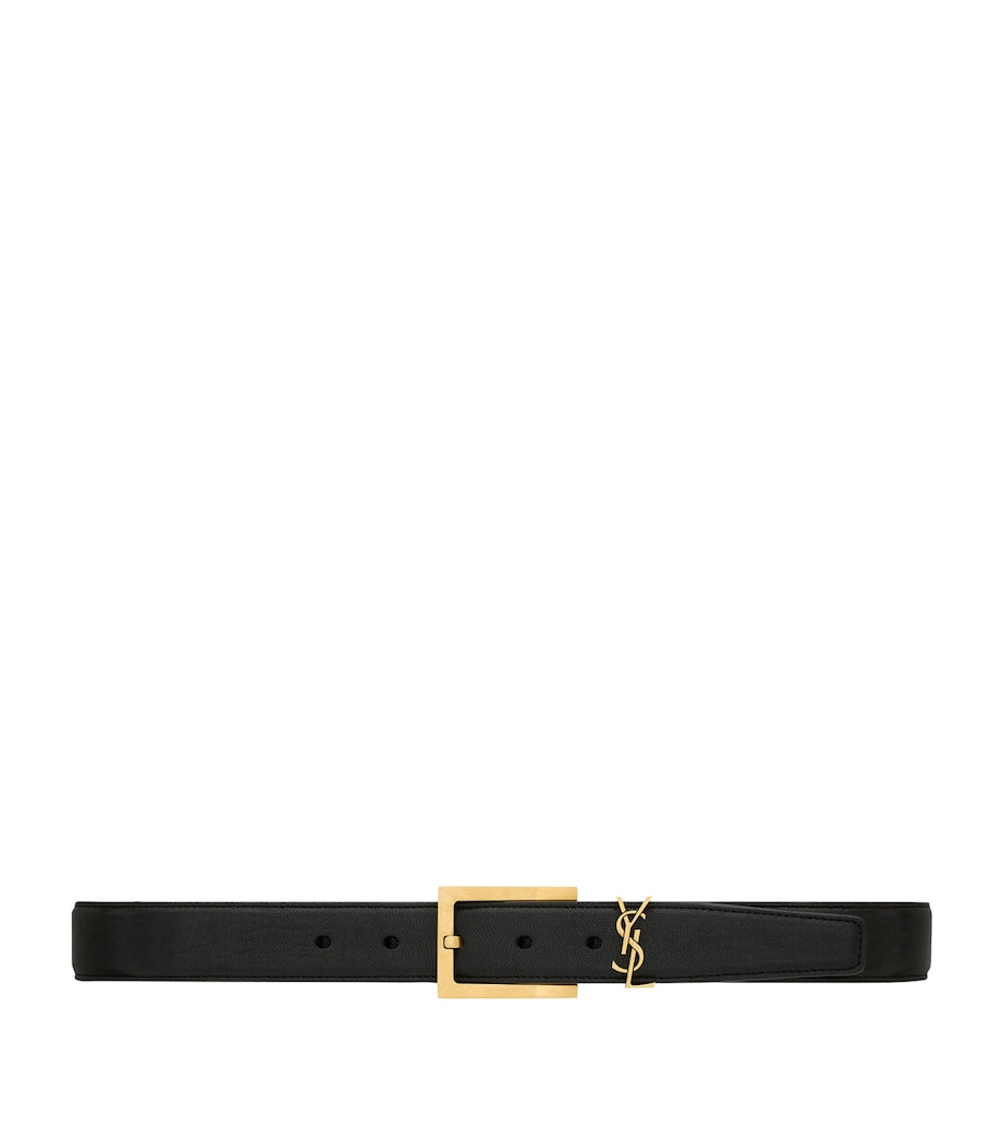 Black Leather Logo Belt