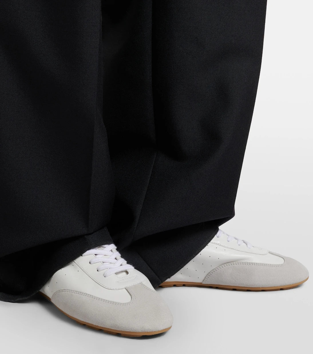 Saint Laurent - Lewis suede-trimmed leather sneakers
