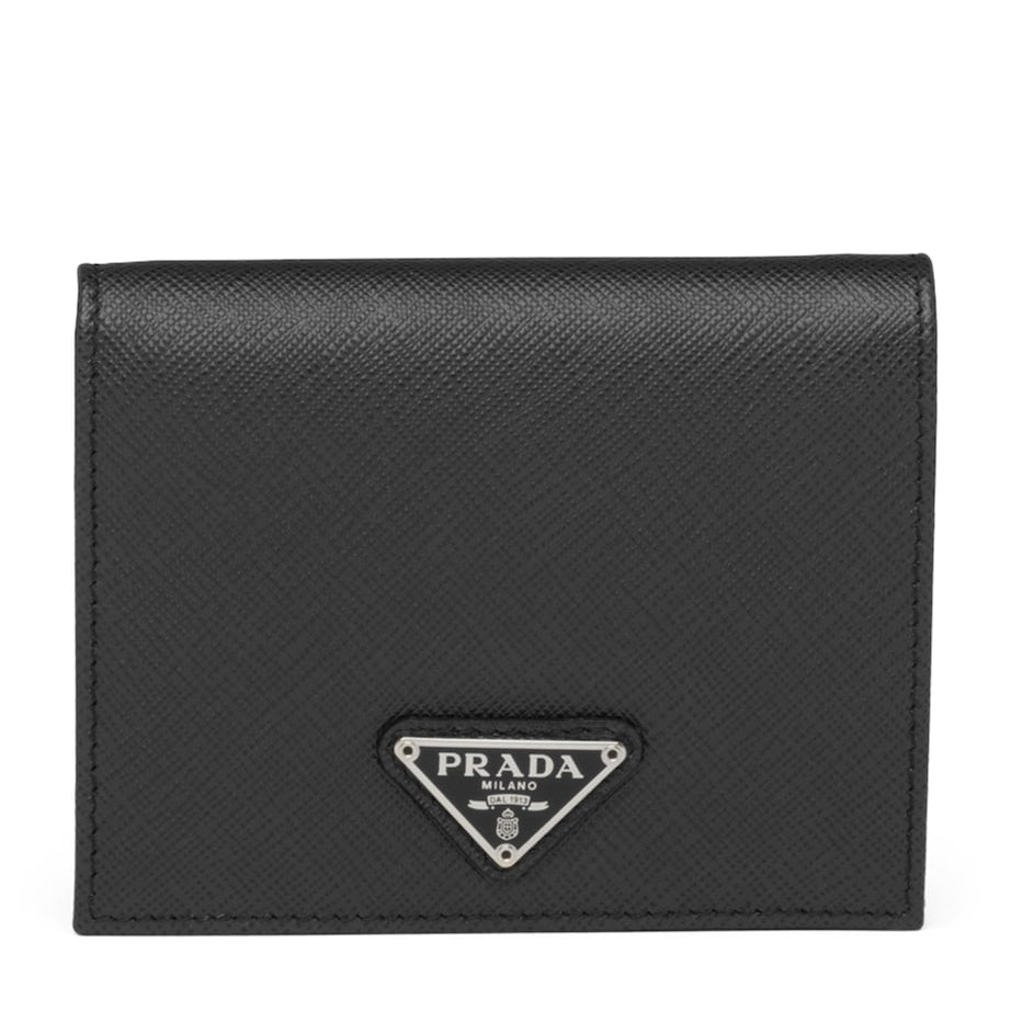 Prada Black Small Saffiano Leather Bifold Wallet