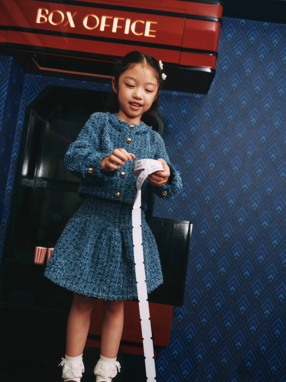 Self-Portrait Kids - Bouclé denim skirt
