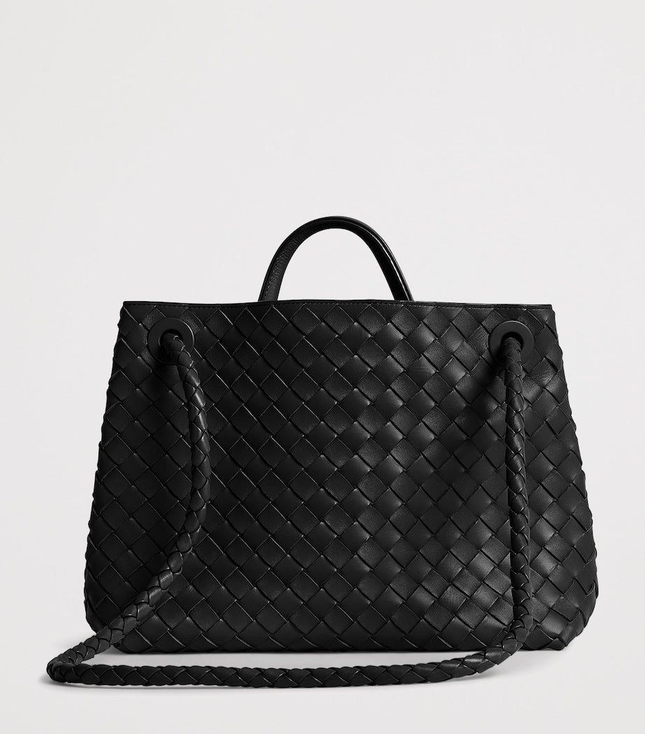 Grey Leather Andiamo Top-Handle Bag