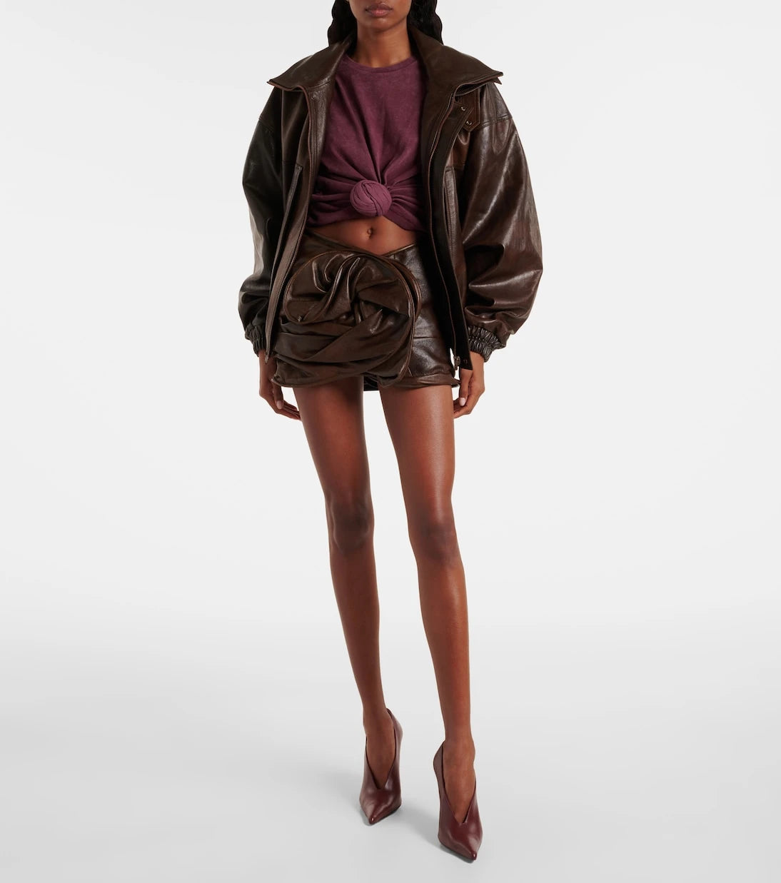 Magda Butrym - Gathered leather miniskirt