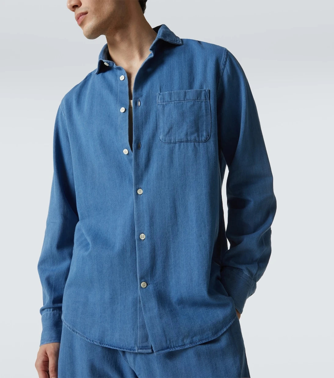 Frescobol Carioca - Emilio herringbone denim shirt
