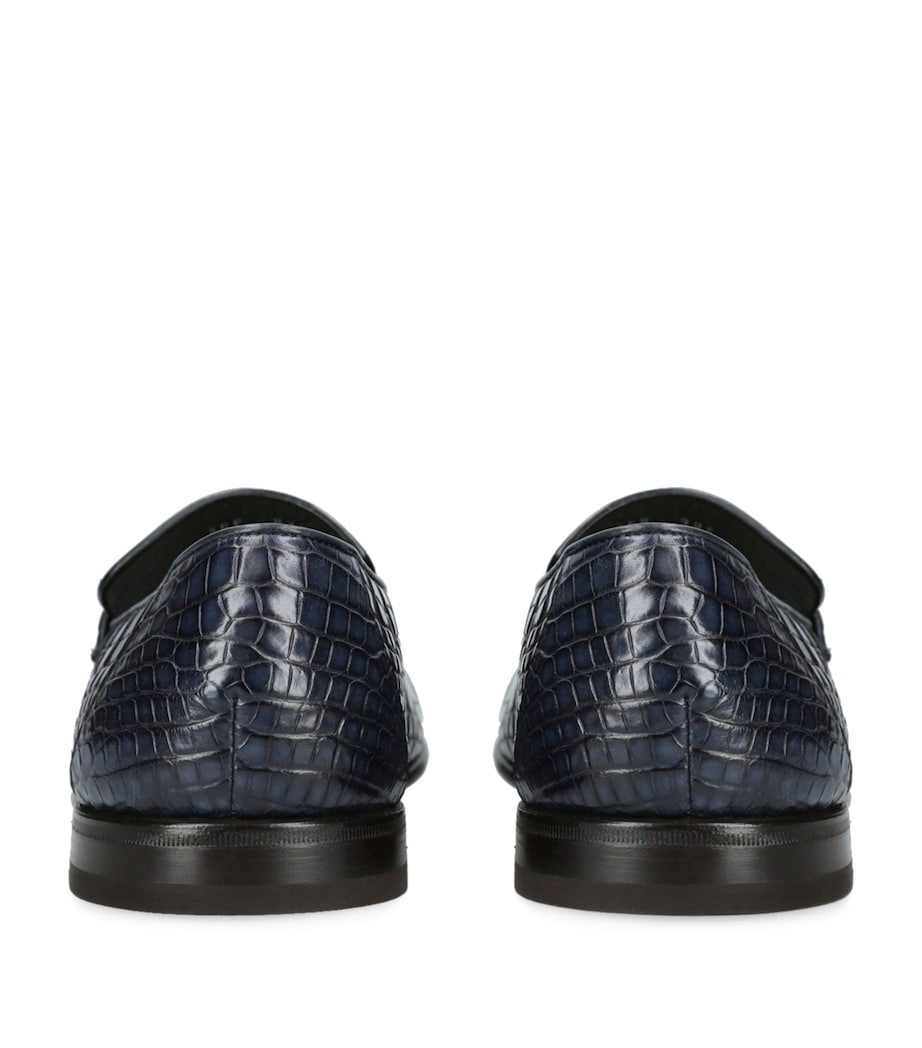 Crocodile Skin Penny Loafers