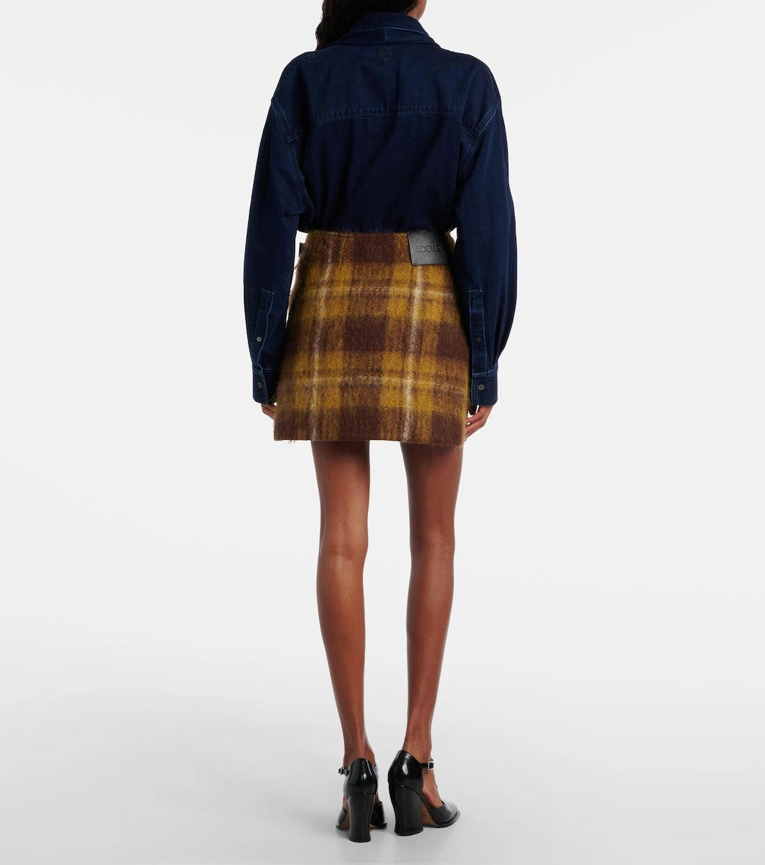 Loewe - Checked mohair and wool miniskirt