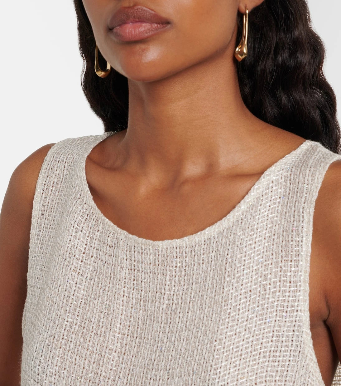 Leset - Stella sequined linen-blend tank top
